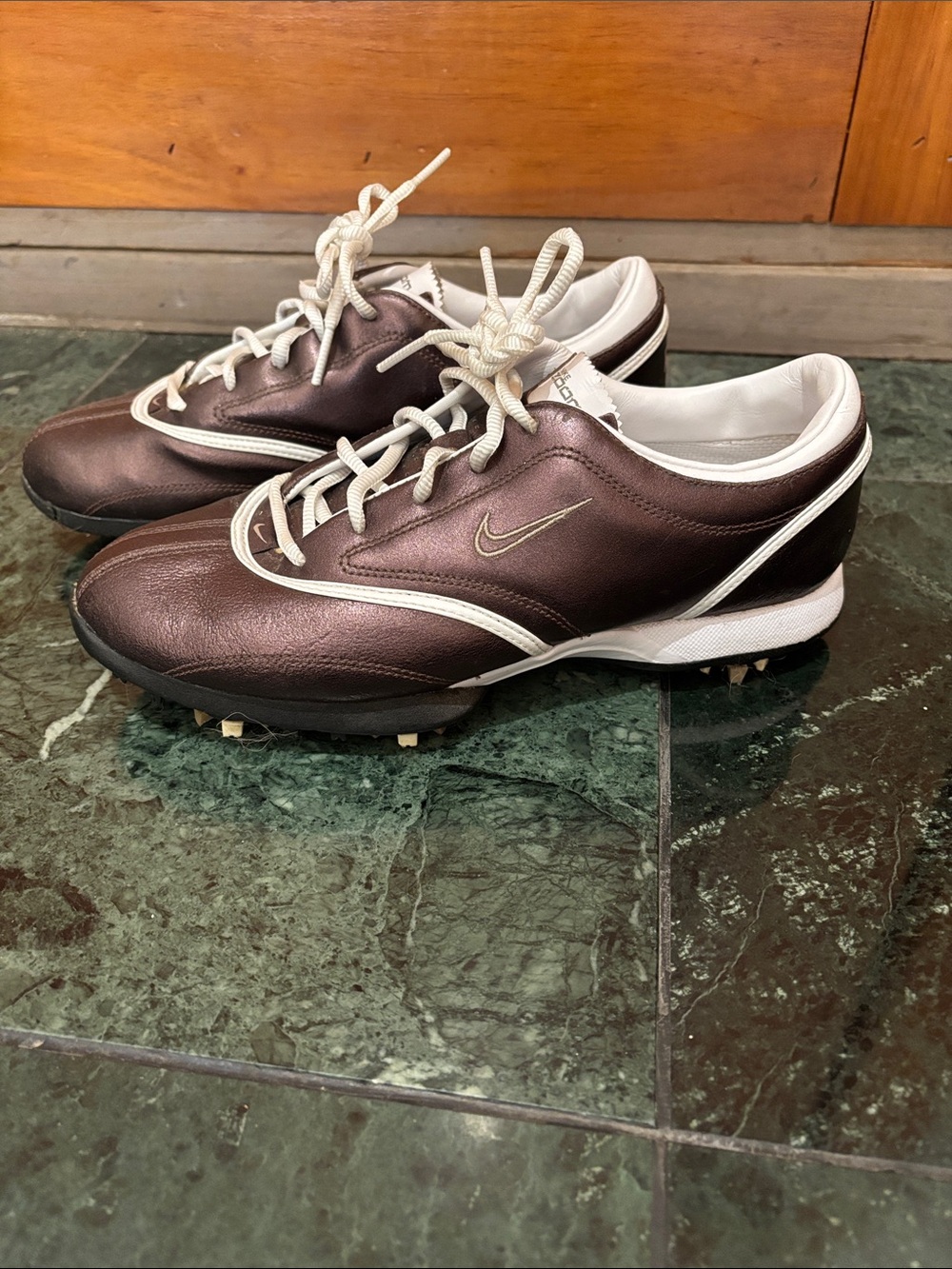 Nike Zoom Metallic Brown and White Women's Athletic Golf Shoes